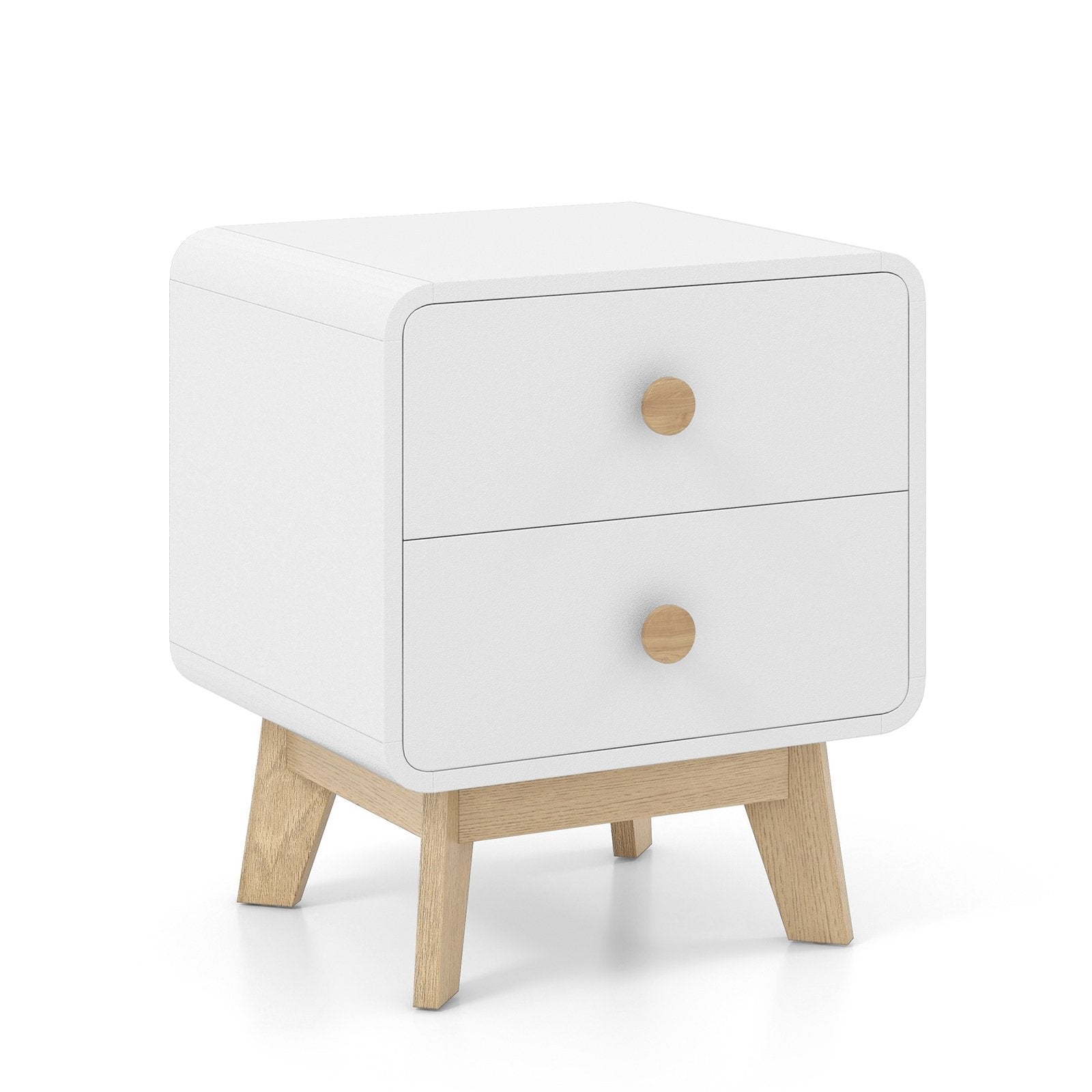 Nightstand with 2 Drawers Solid Rubber Wood Legs, White Nightstands at Gallery Canada