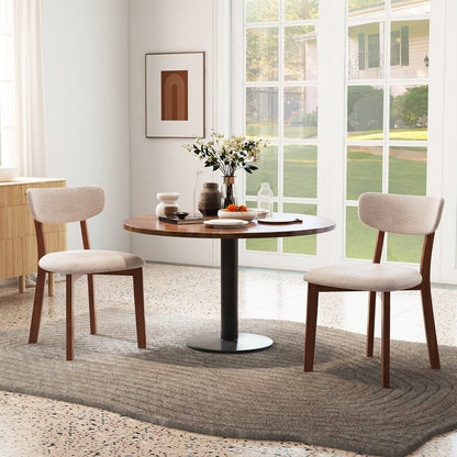 Dining Chairs Set of 2 Upholstered Mid-Back Chairs with Solid Rubber Wood Frame, Beige Dining Chairs   at Gallery Canada