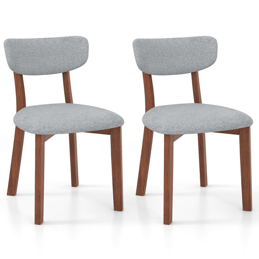 Dining Chairs Set of 2 Upholstered Mid-Back Chairs with Solid Rubber Wood Frame, Gray - Gallery Canada
