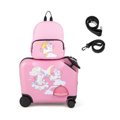 2 Pieces Kid Luggage Set with Spinner Wheels and Aluminum Handle, Pink Kids Luggage Pink  at Gallery Canada