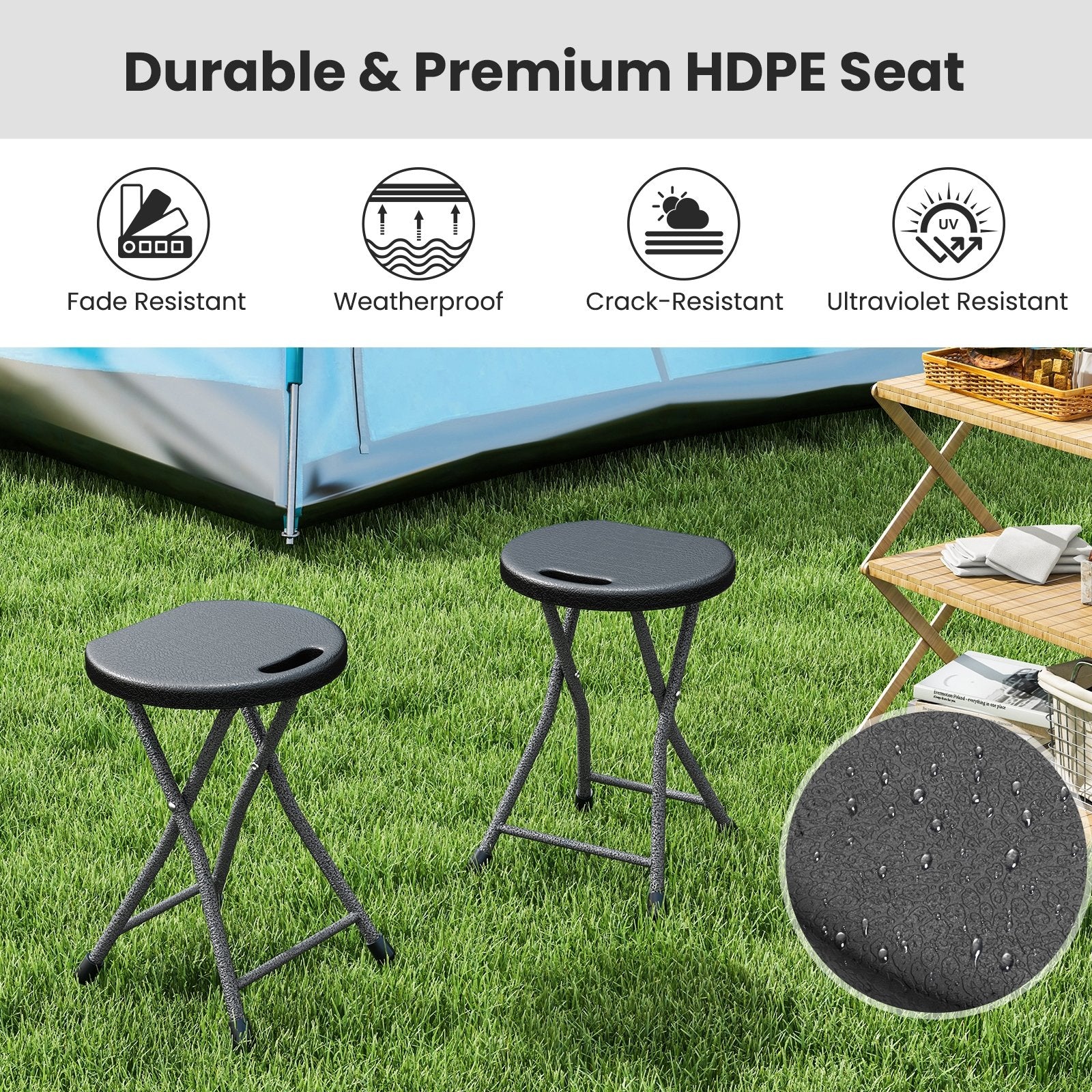 Folding Stool with Built-in Handle for Adults-2 Pieces Camping Furniture   at Gallery Canada