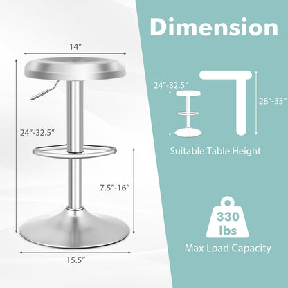 Modern Swivel Adjustable Height Bar Stool with Footrest-2 Pieces Bar Stools   at Gallery Canada