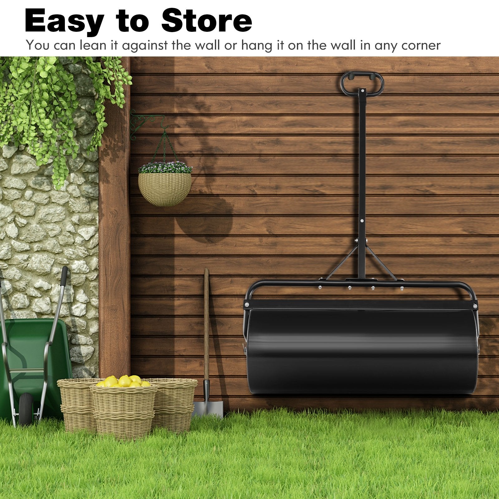 39 Inch Wide Push/Tow Lawn Roller, Black Lawn Care Tools   at Gallery Canada