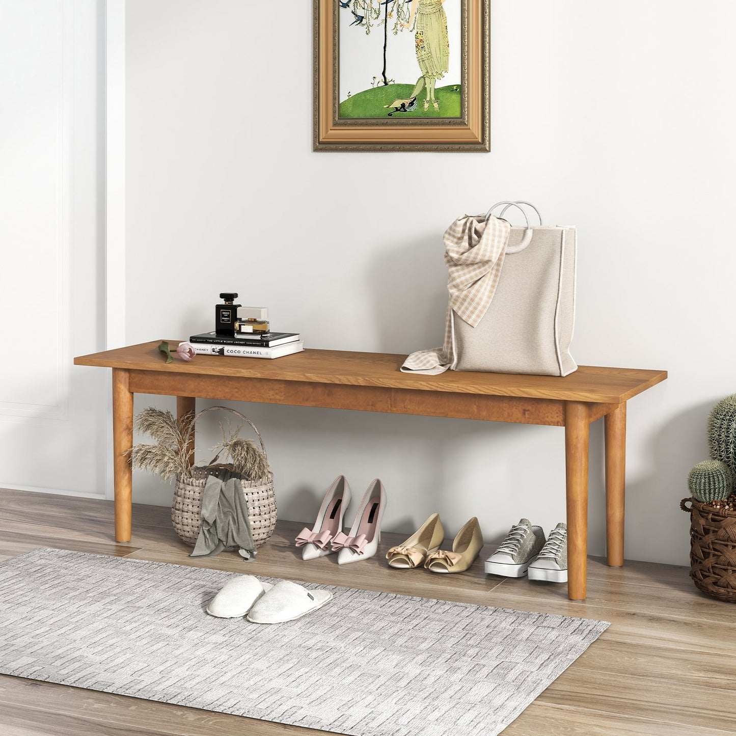 Solid Wood Dining Bench Entryway Bench with Rubber Wood Legs, Oak Shoe Racks & Storage Benches   at Gallery Canada