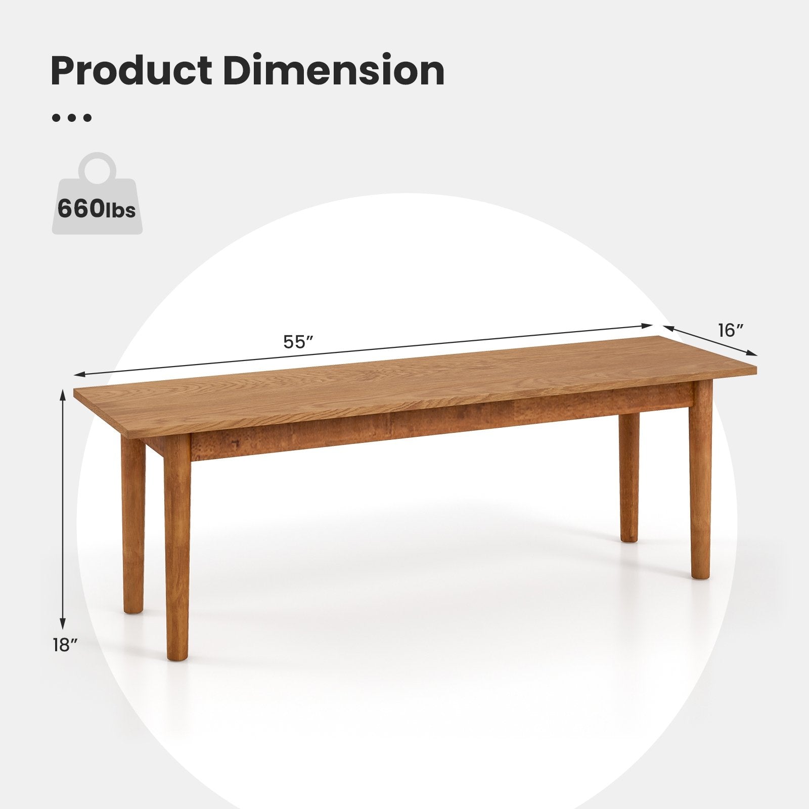 Solid Wood Dining Bench Entryway Bench with Rubber Wood Legs, Oak Shoe Racks & Storage Benches   at Gallery Canada