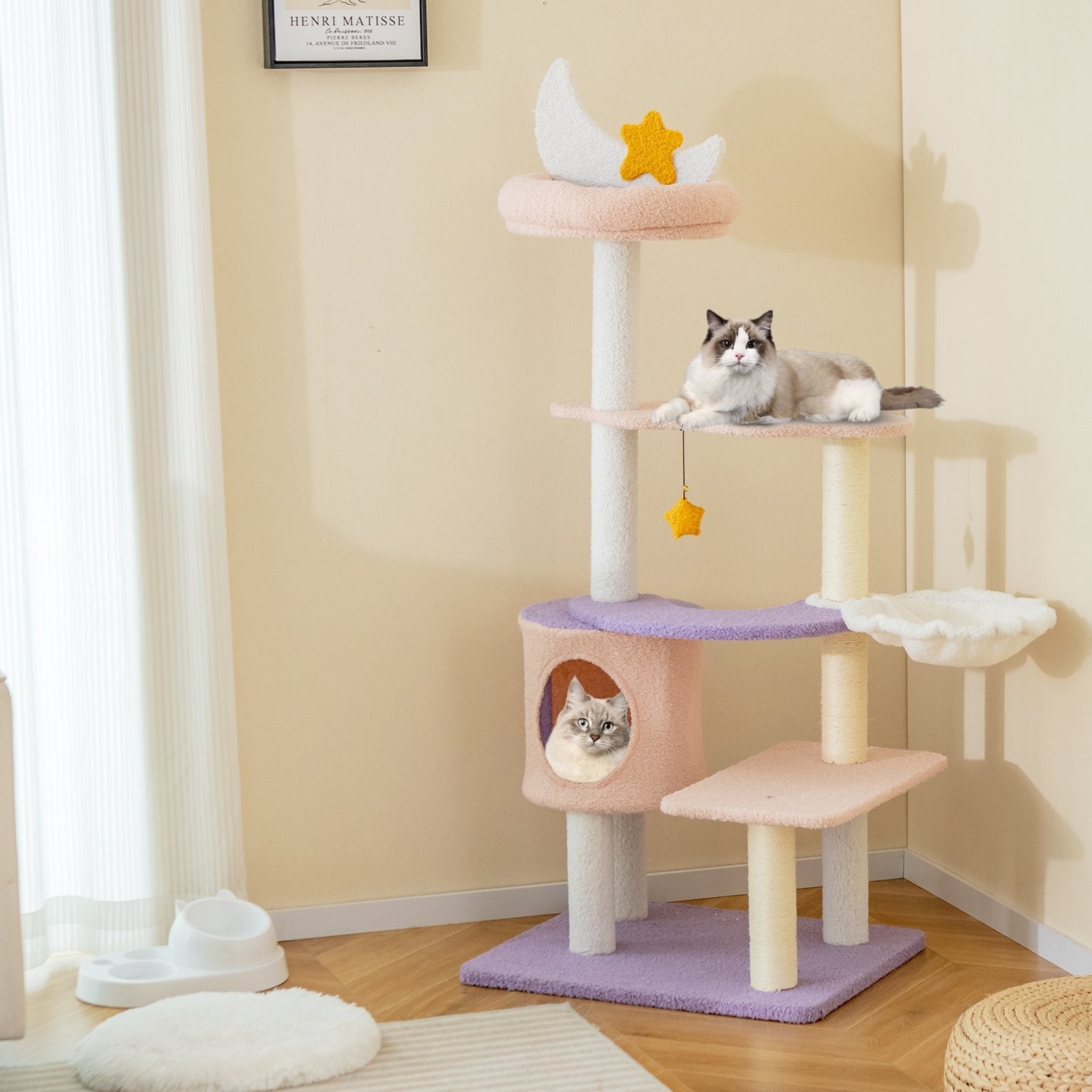 Multi-level Cat Tower with Sisal Covered Scratching Posts-S, Purple Cat Trees Condos & Scratchers   at Gallery Canada