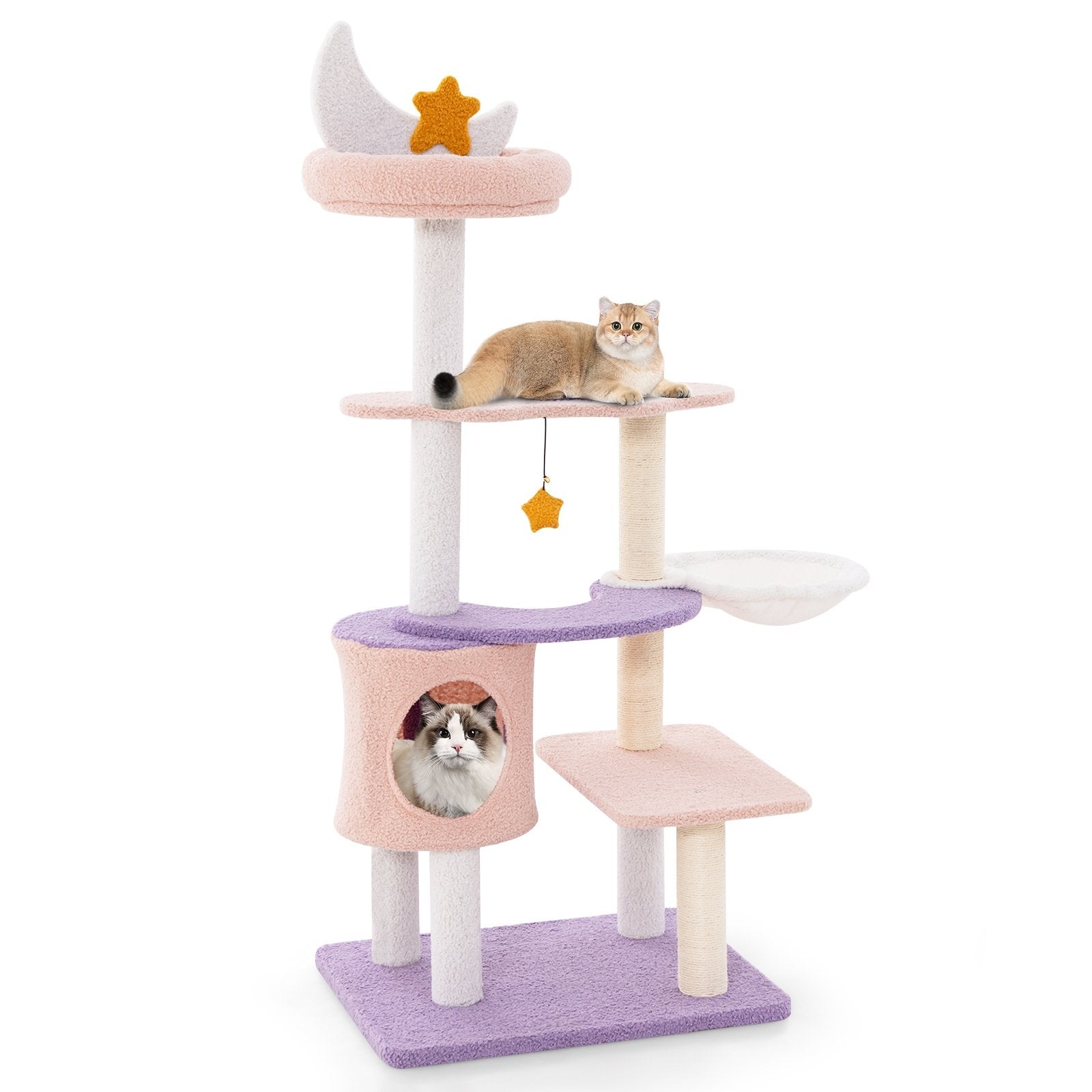 Multi-level Cat Tower with Sisal Covered Scratching Posts-S, Purple Cat Trees Condos & Scratchers   at Gallery Canada