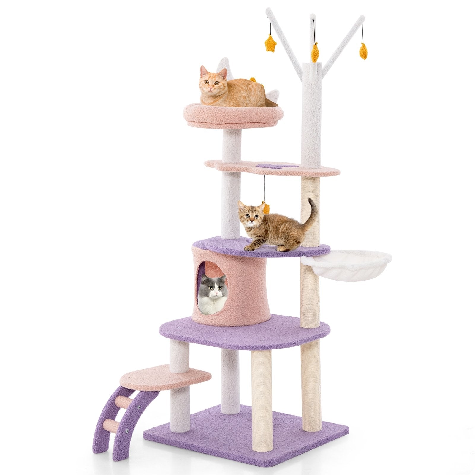 Multi-level Cat Tower with Sisal Covered Scratching Posts-M, Purple Cat Trees Condos & Scratchers   at Gallery Canada