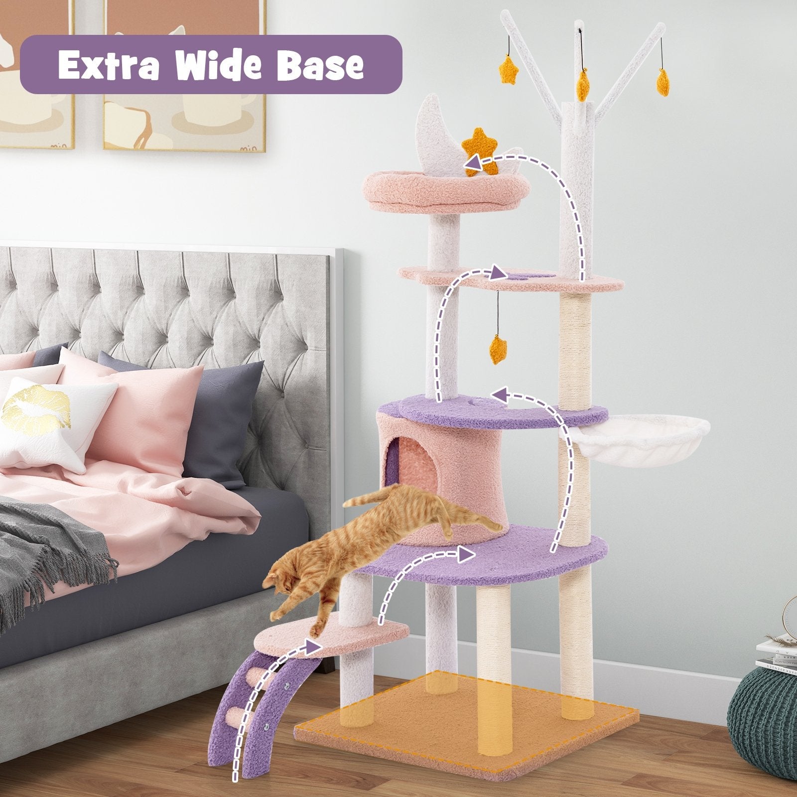 Multi-level Cat Tower with Sisal Covered Scratching Posts-M, Purple Cat Trees Condos & Scratchers   at Gallery Canada