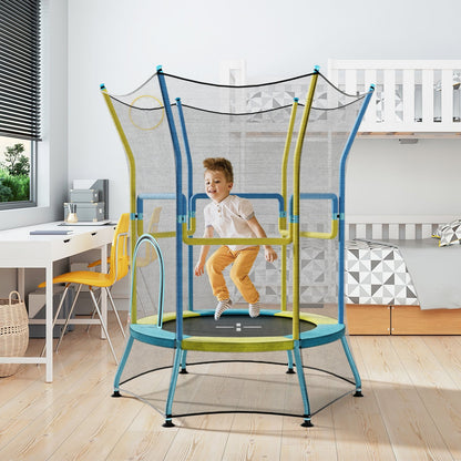 Mini Trampoline for Kids with Safety Enclosure Net and Foam Handles, Yellow Trampolines   at Gallery Canada