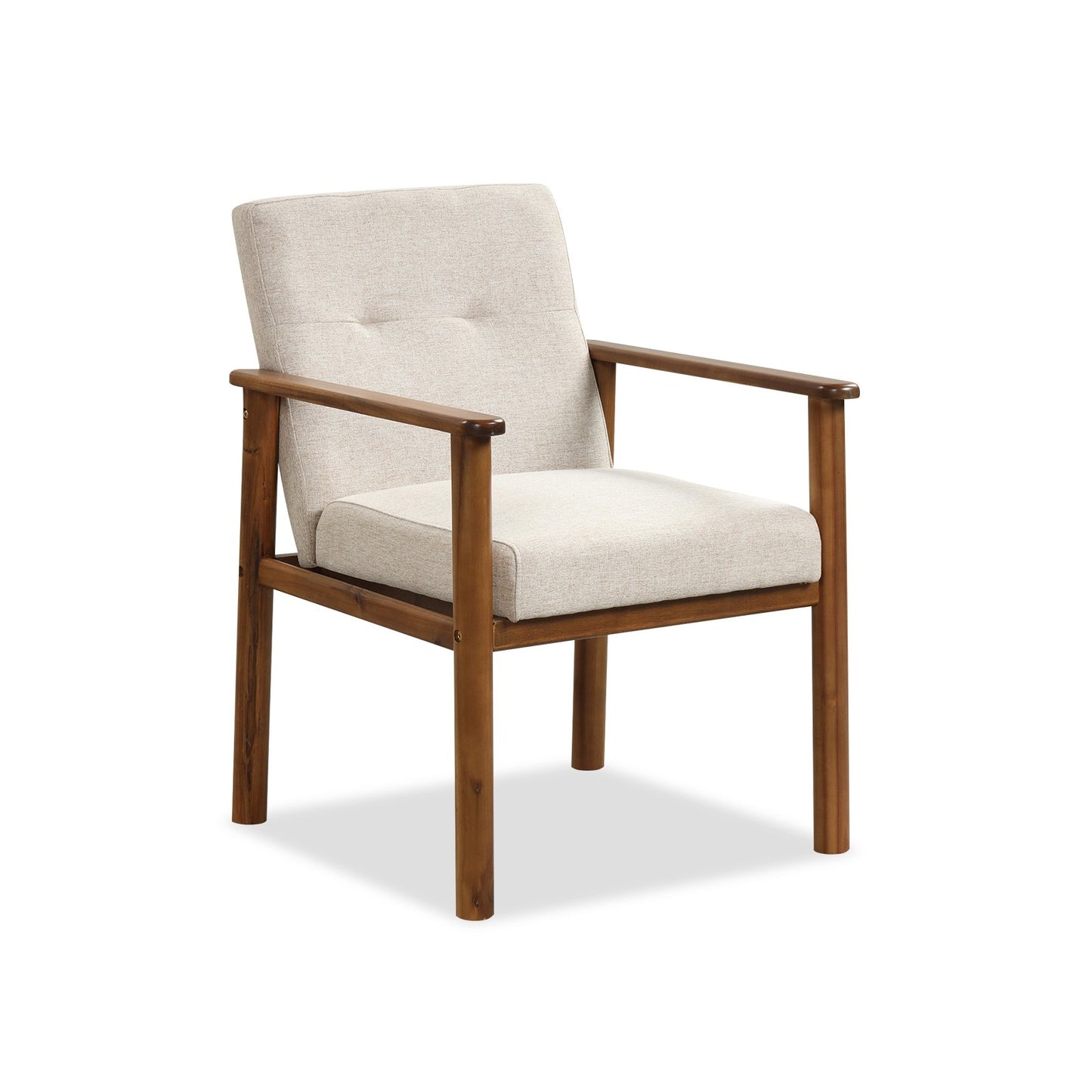 Modern Accent Linen Fabric Armchair with Solid Wood Legs and Soft Cushioned Seat, Natural Accent Chairs   at Gallery Canada