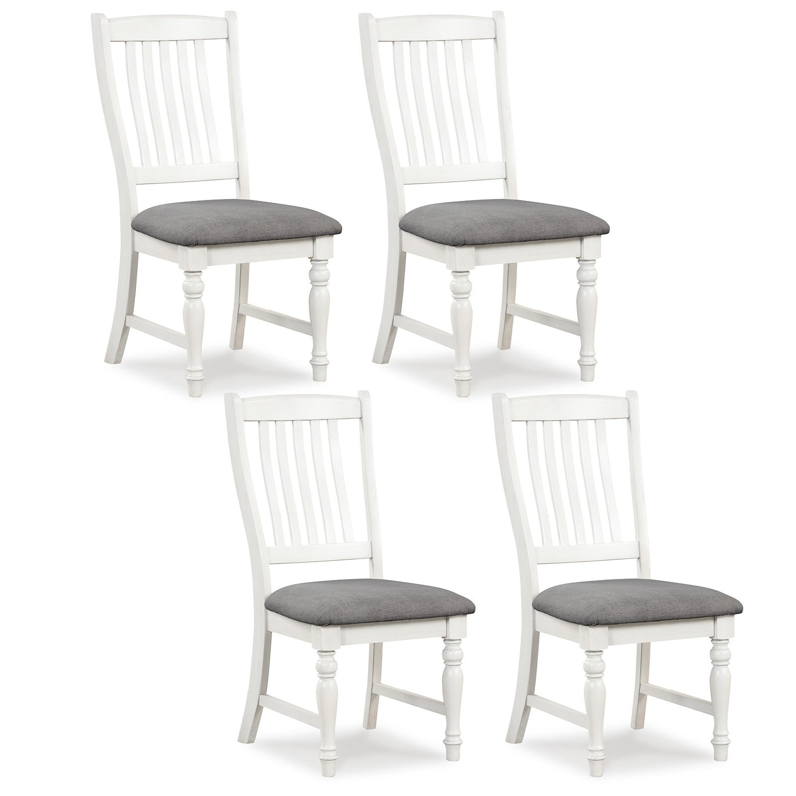 Set of 2 Dining Chairs Kitchen Side Chair with Solid Wood Legs, White Dining Chairs   at Gallery Canada