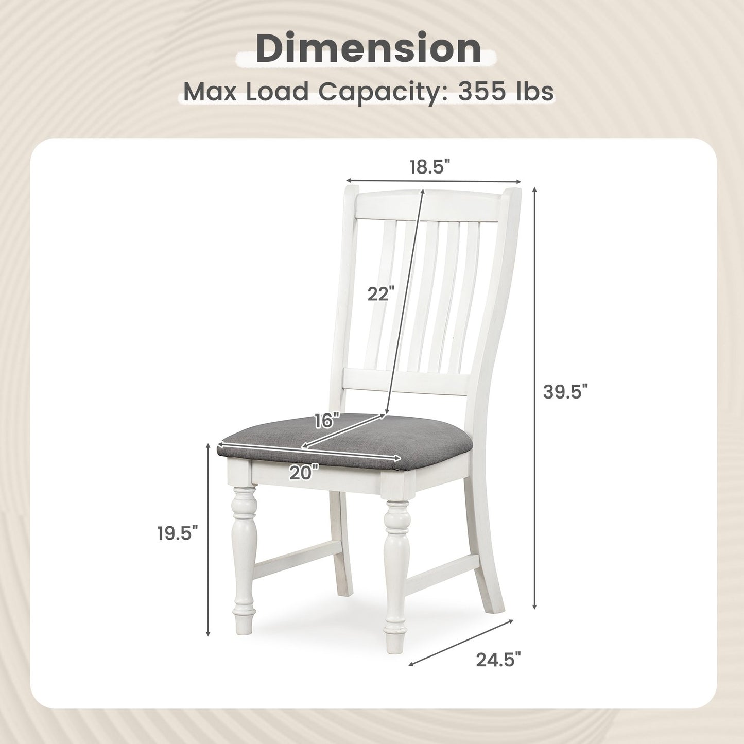 Set of 2 Dining Chairs Kitchen Side Chair with Solid Wood Legs, White - Gallery Canada