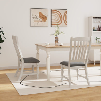 Set of 2 Dining Chairs Kitchen Side Chair with Solid Wood Legs, White - Gallery Canada