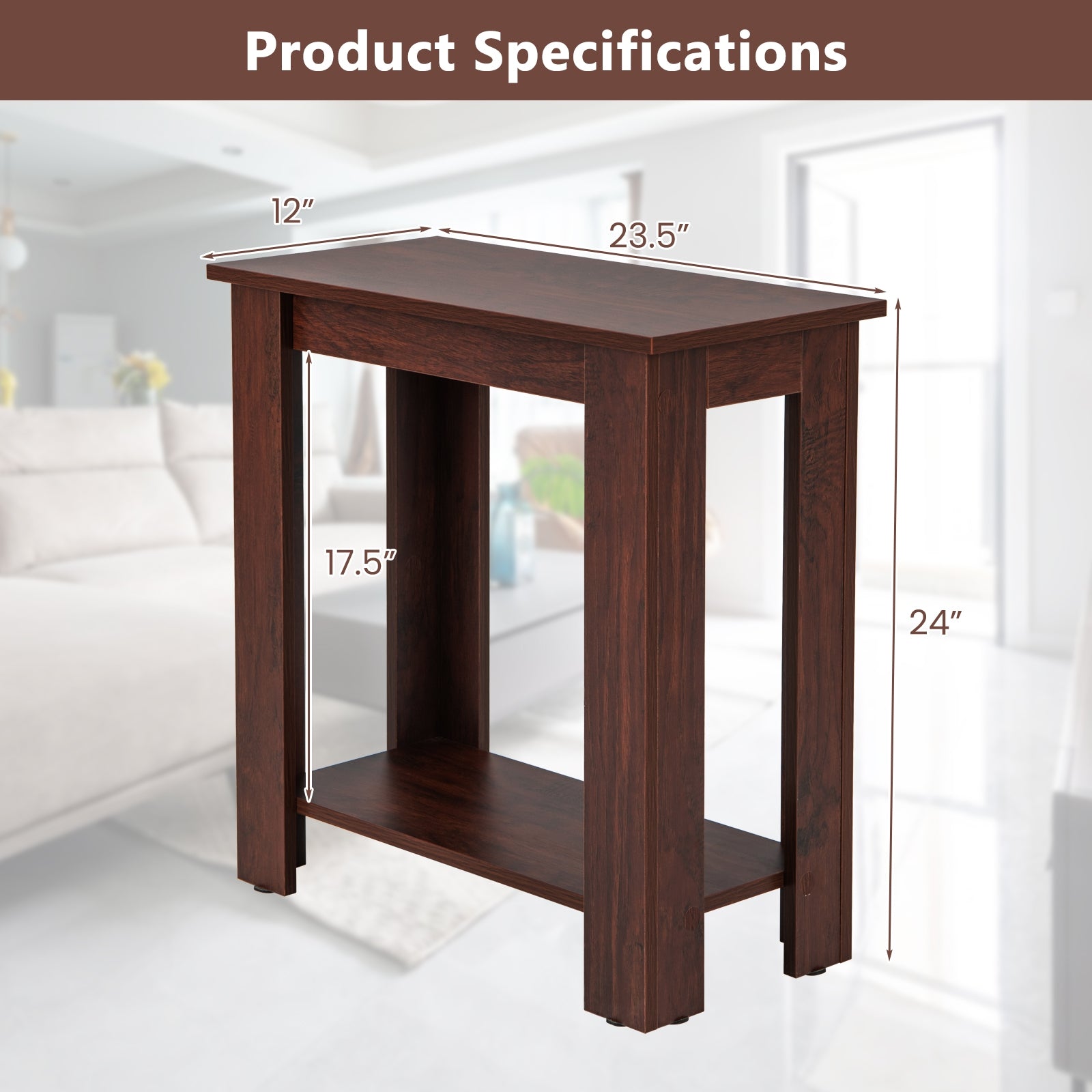 2-Tier Modern Compact End Table with Storage Shelf, Brown End & Side Tables   at Gallery Canada