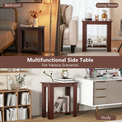 2-Tier Modern Compact End Table with Storage Shelf, Brown End & Side Tables   at Gallery Canada