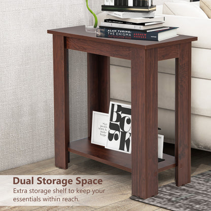 2-Tier Modern Compact End Table with Storage Shelf, Brown End & Side Tables   at Gallery Canada