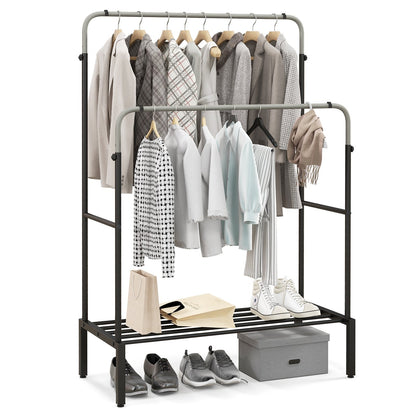 Double Rod Clothes Garment Rack with Adjustable Heights, Silver Coat Racks & Hall Trees   at Gallery Canada