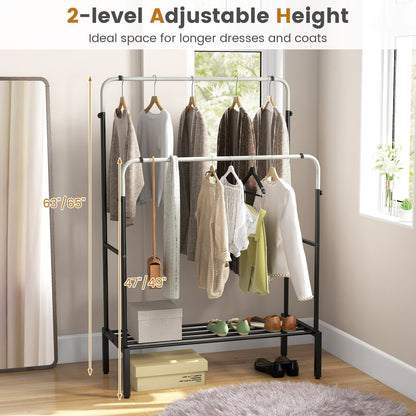 Double Rod Clothes Garment Rack with Adjustable Heights, Silver Coat Racks & Hall Trees   at Gallery Canada