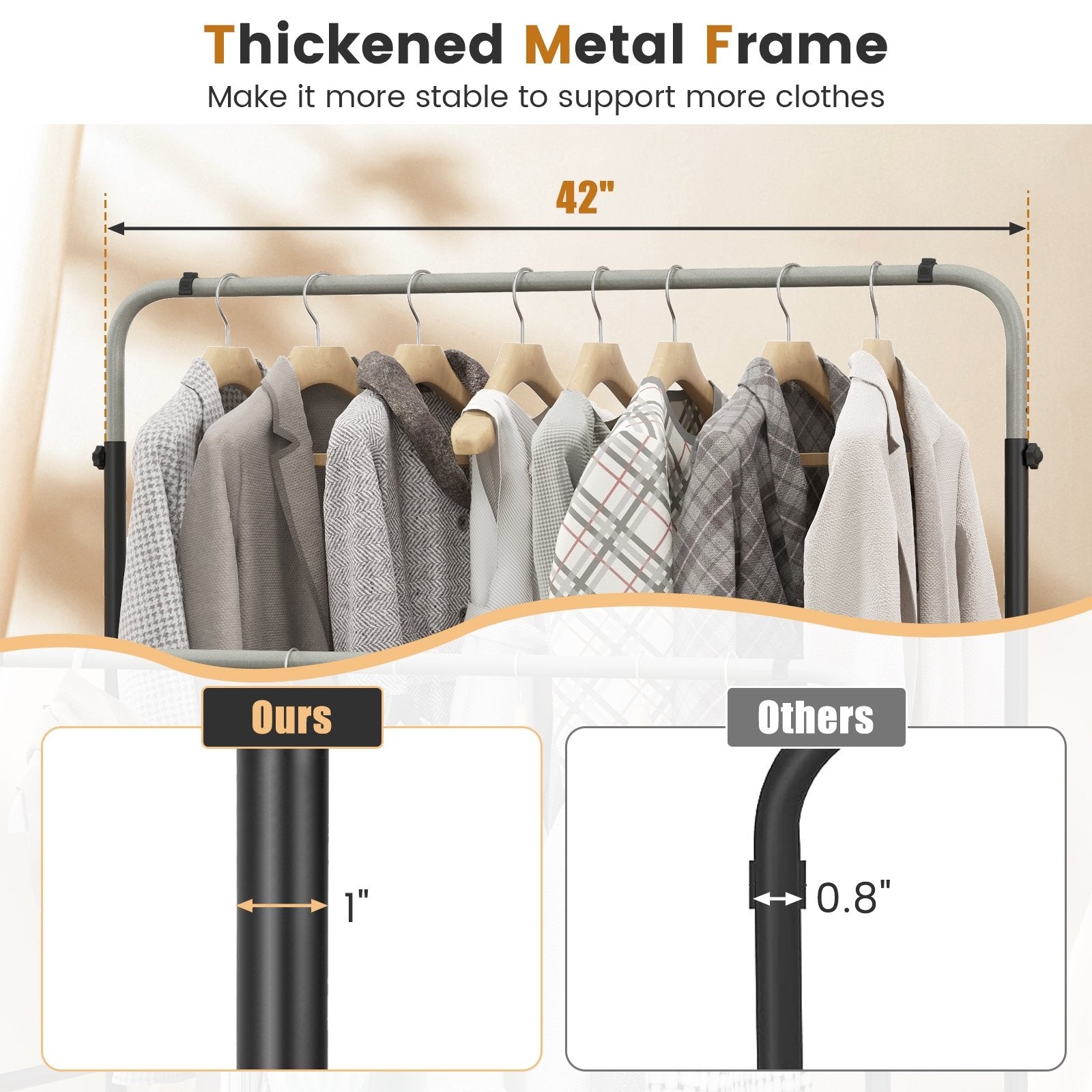 Double Rod Clothes Garment Rack with Adjustable Heights, Silver Coat Racks & Hall Trees   at Gallery Canada