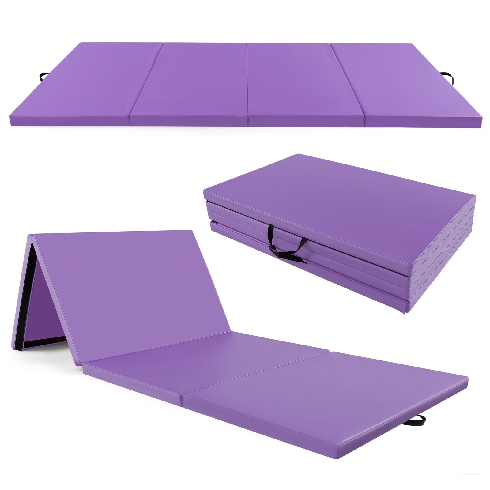 4-Panel PU Leather Folding Exercise Mat with Carrying Handles, Purple Yoga & Gym Mats   at Gallery Canada