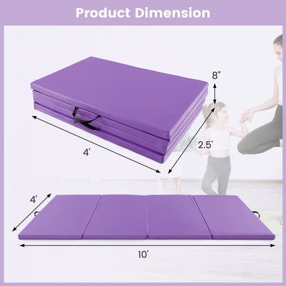 4-Panel PU Leather Folding Exercise Mat with Carrying Handles, Purple Yoga & Gym Mats   at Gallery Canada