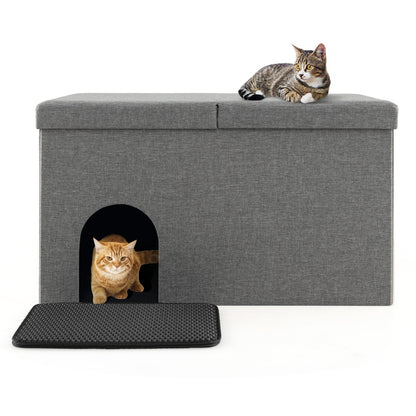 Cat Litter Box Enclosure Hidden Furniture with Urine Proof Litter Mat, Gray Cat Houses   at Gallery Canada