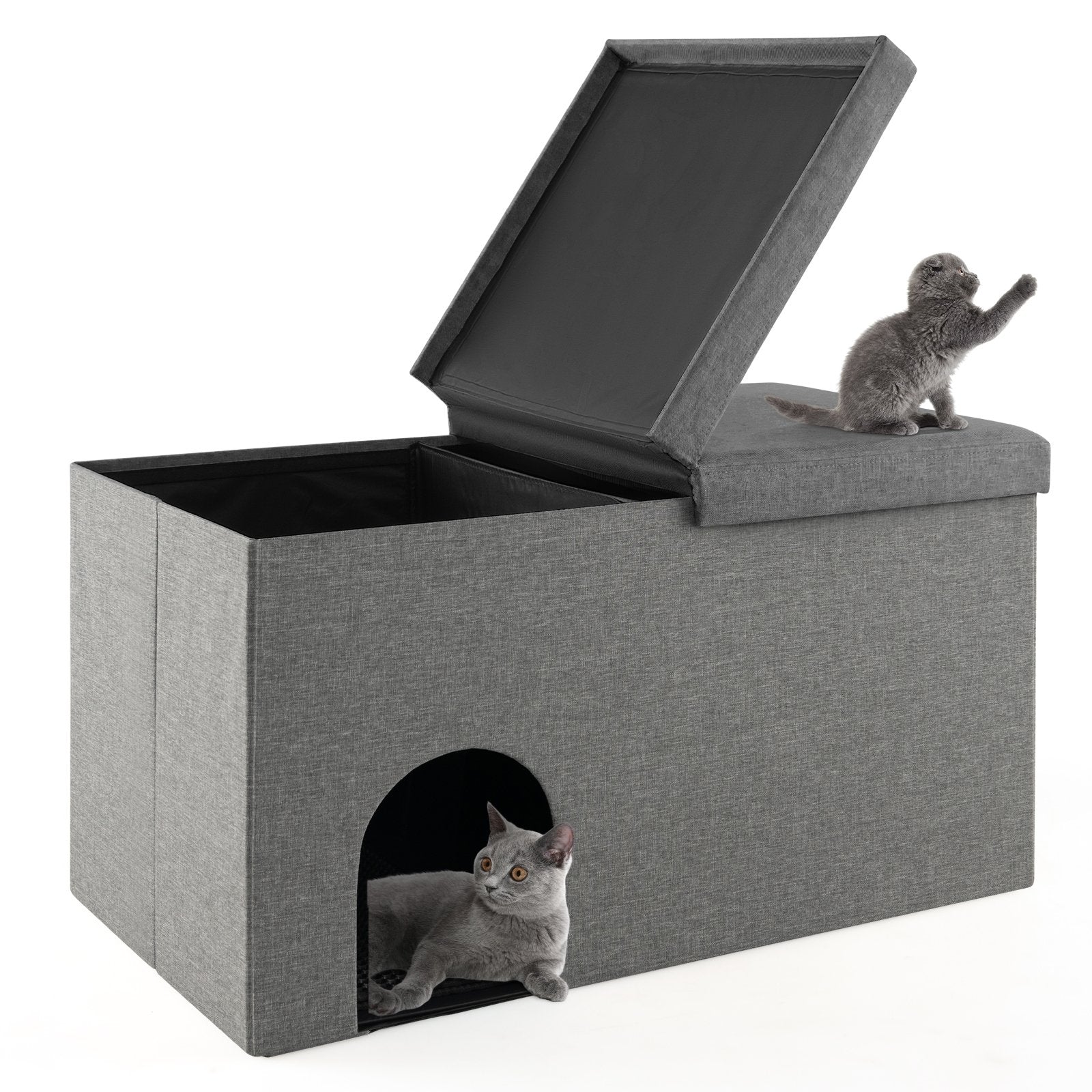 Cat Litter Box Enclosure Hidden Furniture with Urine Proof Litter Mat, Gray Cat Houses   at Gallery Canada