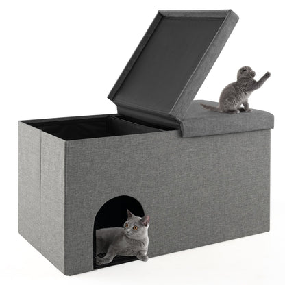 Cat Litter Box Enclosure Hidden Furniture with Urine Proof Litter Mat, Gray - Gallery Canada