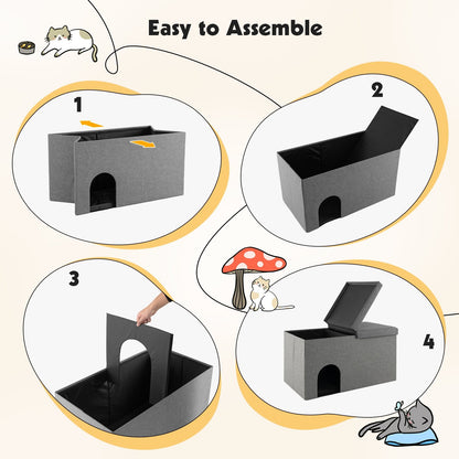 Cat Litter Box Enclosure Hidden Furniture with Urine Proof Litter Mat, Gray Cat Houses   at Gallery Canada