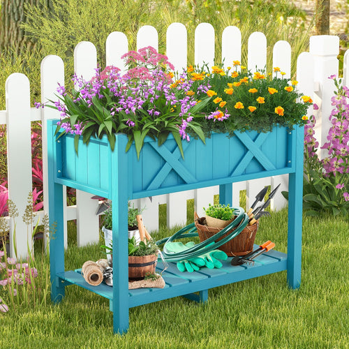 HIPS Raised Garden Bed Poly Wood Elevated Planter Box, Blue