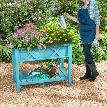 HIPS Raised Garden Bed Poly Wood Elevated Planter Box, Blue Raised Garden Beds   at Gallery Canada