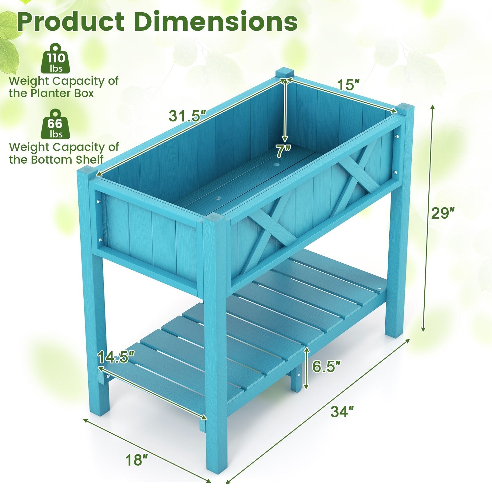 HIPS Raised Garden Bed Poly Wood Elevated Planter Box, Blue Raised Garden Beds   at Gallery Canada