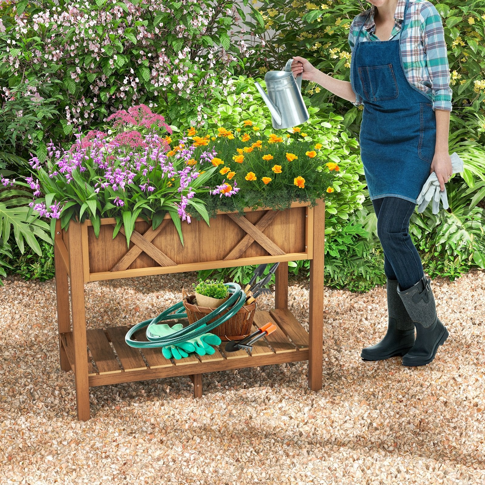 HIPS Raised Garden Bed Poly Wood Elevated Planter Box, Coffee Raised Garden Beds   at Gallery Canada