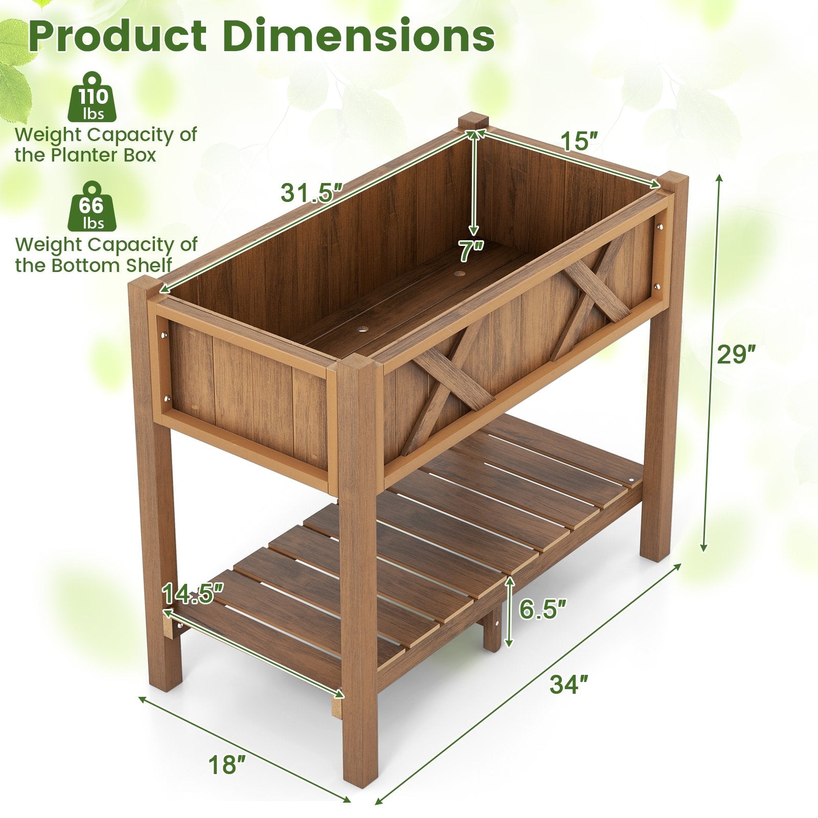 HIPS Raised Garden Bed Poly Wood Elevated Planter Box, Coffee Raised Garden Beds   at Gallery Canada