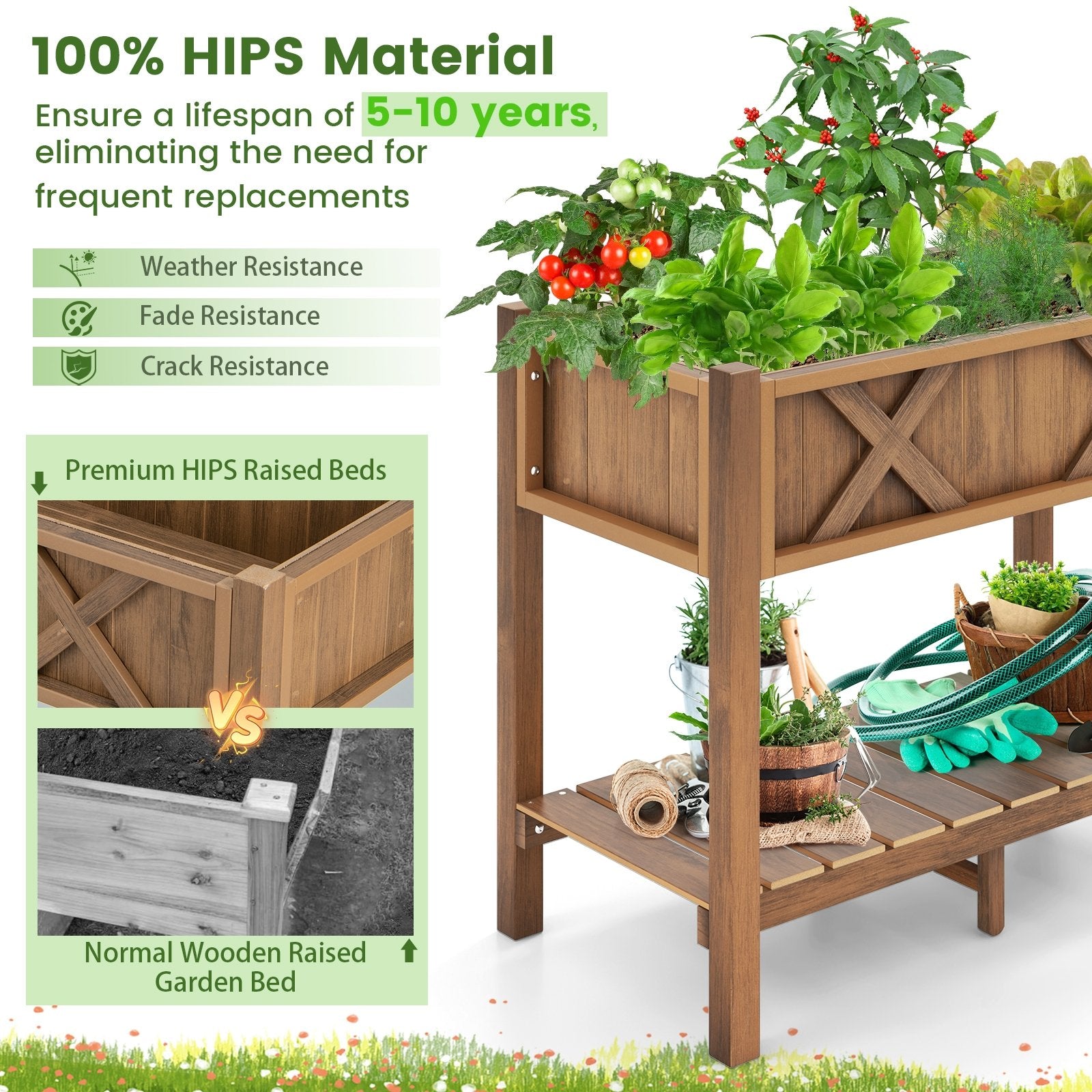 HIPS Raised Garden Bed Poly Wood Elevated Planter Box, Coffee Raised Garden Beds   at Gallery Canada