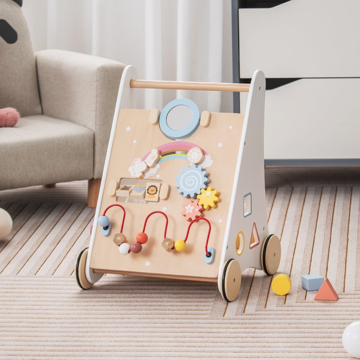 Wooden Baby Walker with Multiple Activities Center for Over 1 Year Old, White Baby Walkers   at Gallery Canada