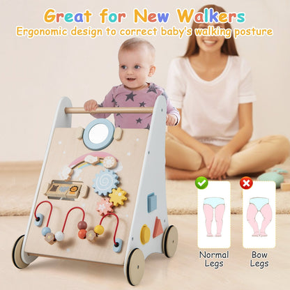 Wooden Baby Walker with Multiple Activities Center for Over 1 Year Old, White Baby Walkers   at Gallery Canada