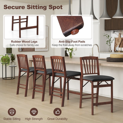 Set of 2 Counter Height Chairs Folding Kitchen Island Stool with Padded Seat, Brown Bar Stools   at Gallery Canada