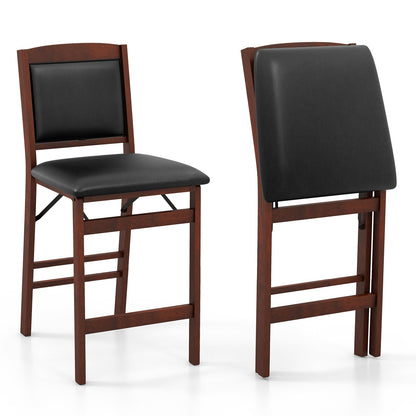 Set of 2 Folding Kitchen Island Stool with Rubber Wood Legs, Brown Bar Stools   at Gallery Canada