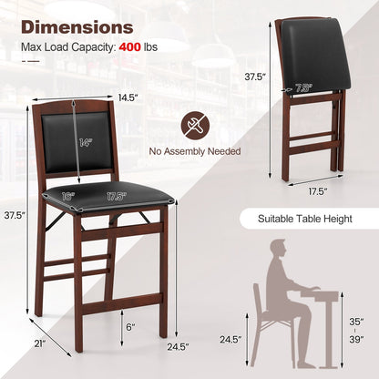 Set of 2 Folding Kitchen Island Stool with Rubber Wood Legs, Brown Bar Stools   at Gallery Canada