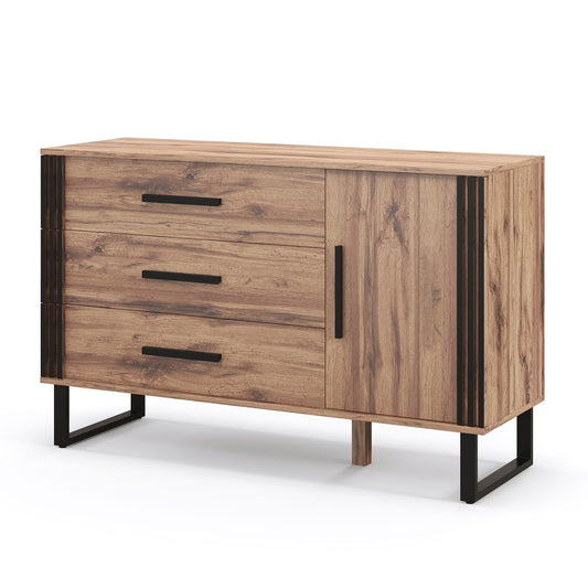 Sideboard Buffet Cabinet Credenza Storage Cabinet with 3 Drawers, Rustic Brown - Gallery Canada