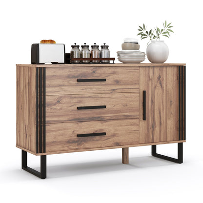 Sideboard Buffet Cabinet Credenza Storage Cabinet with 3 Drawers, Rustic Brown Sideboards Cabinets & Buffets   at Gallery Canada