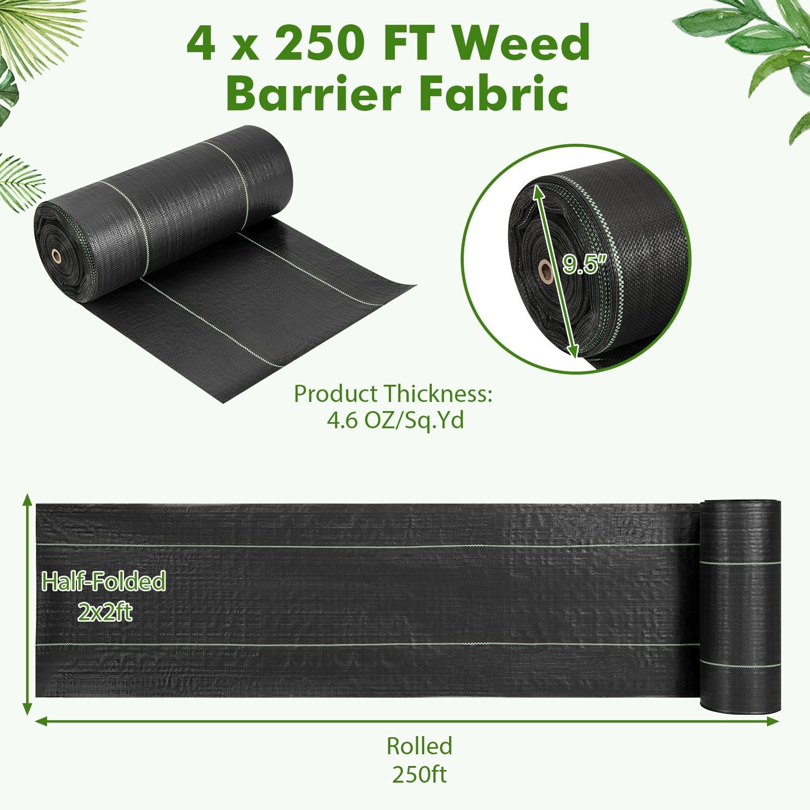 6.5 x 330/4 x 250/6 x 300 Feet Weed Barrier Landscape Fabric-4 ft, Black Garden Tools   at Gallery Canada