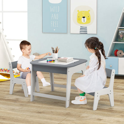 Kid's Table and Chairs Set with Double-sized Tabletop, Gray Kids Table & Chair Sets   at Gallery Canada