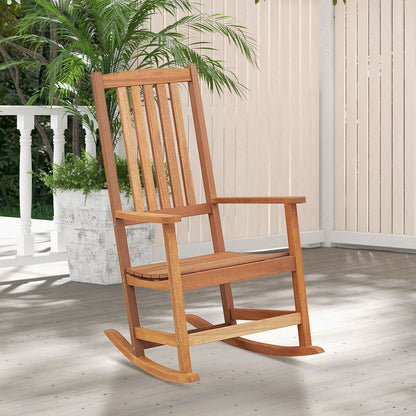 Patio Rocking Chair Ergonomic High-Back Outdoor Rocker with Smooth Rocking Base, Natural Patio Rocking Chairs & Gliders   at Gallery Canada