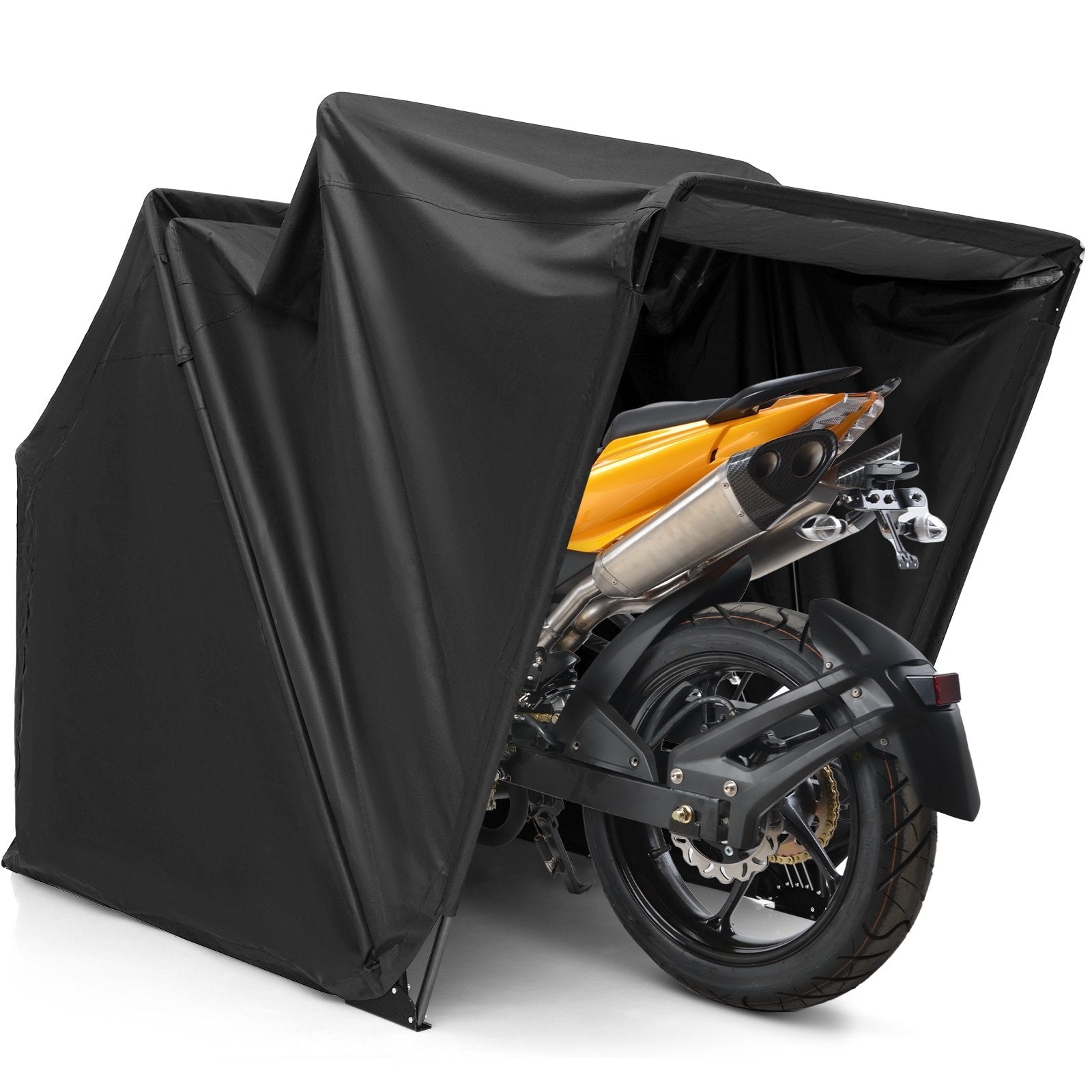 Outdoor Motorcycle Shelter Waterproof Motorbike Storage Tent with Cover, Black Carports   at Gallery Canada