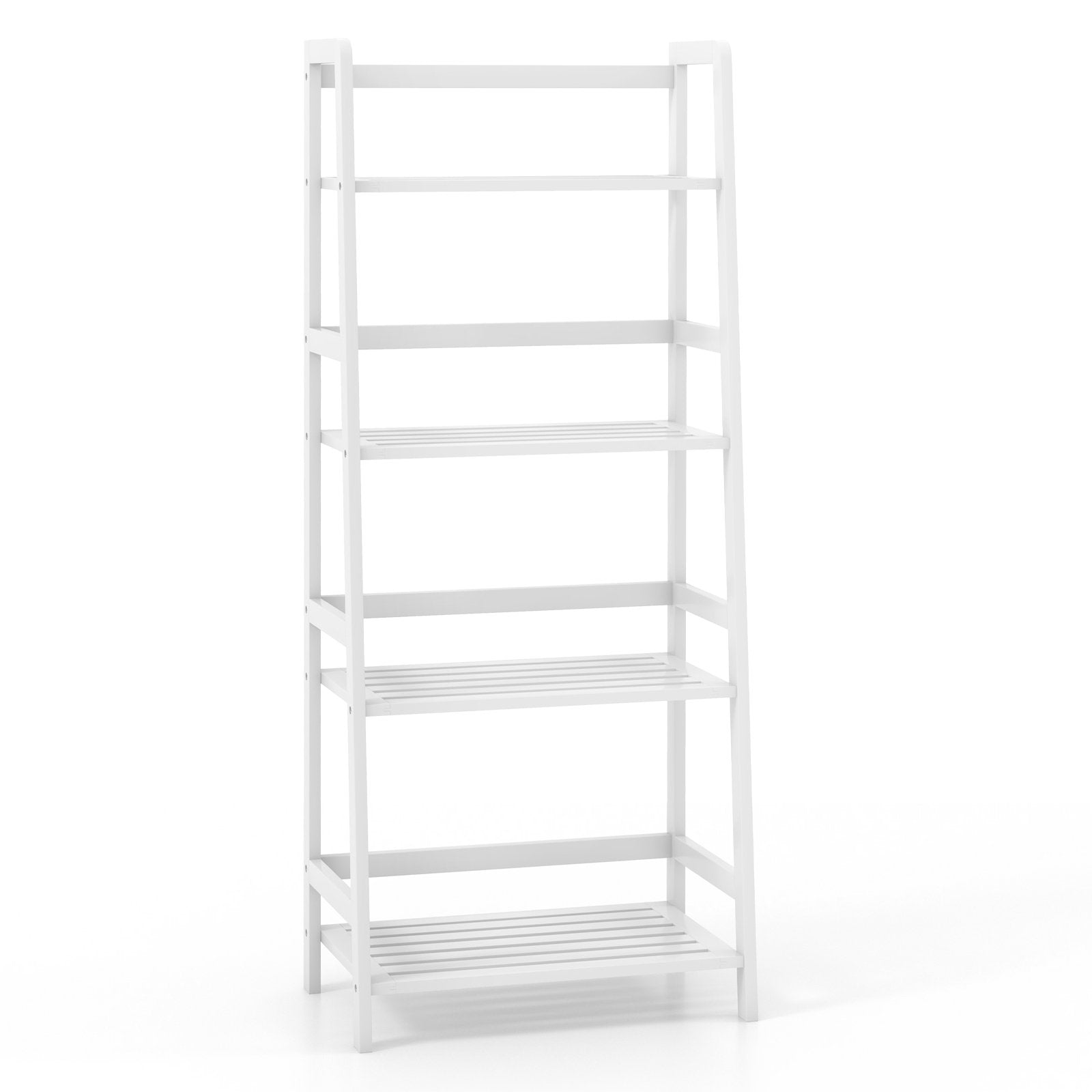 47.5 Inch 4-Tier Multifunctional Bamboo Bookcase Storage Stand Rack, White Bookcases   at Gallery Canada