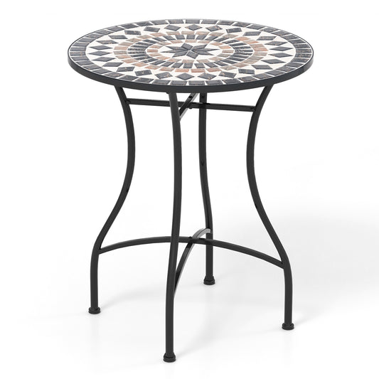 24 Inch Patio Bistro Table with Ceramic Tile Tabletop, Black - Gallery Canada