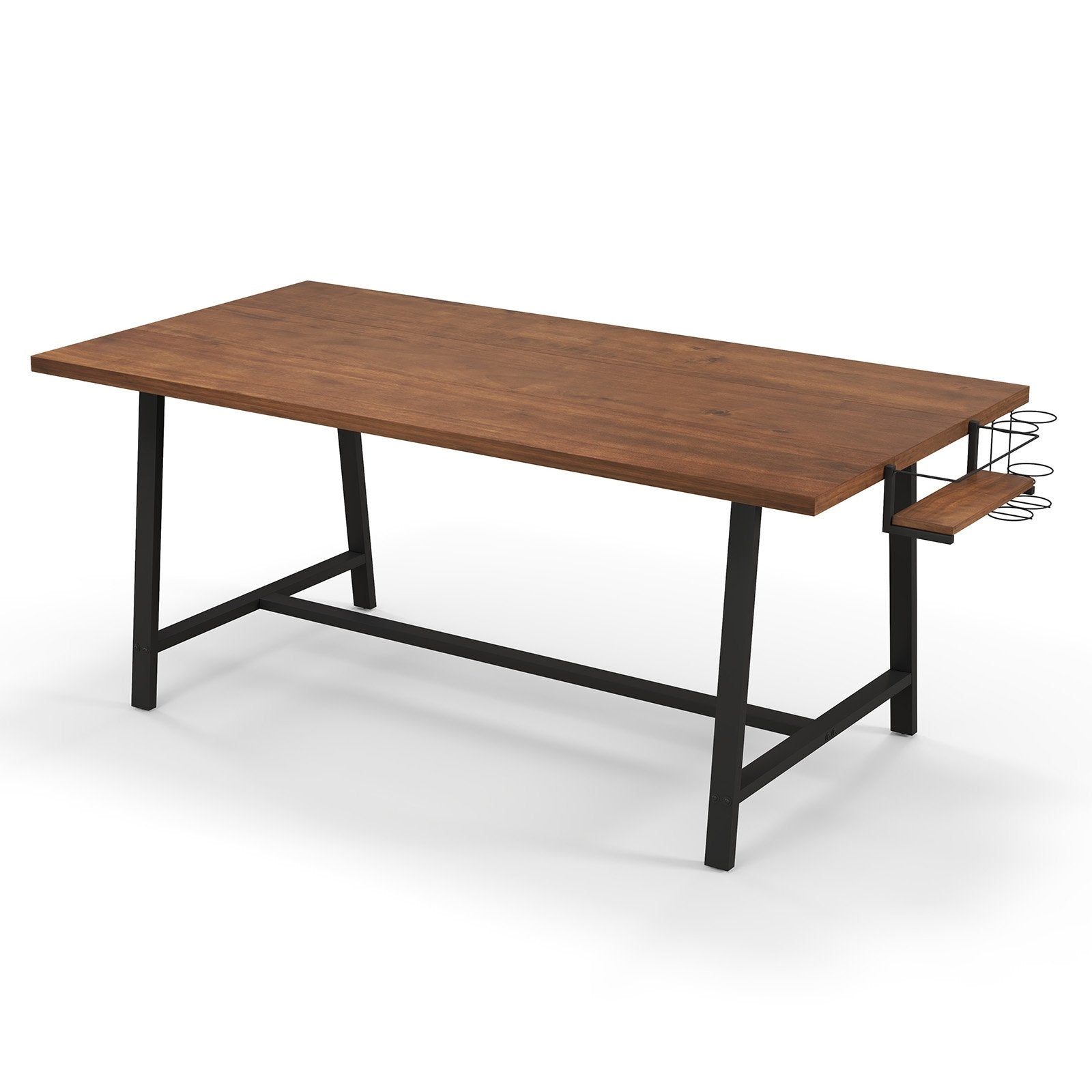 72 Inch Dining Table Rectangular Kitchen Table with 2-Bottle Wine Rack for 5-7, Walnut Dining Tables   at Gallery Canada